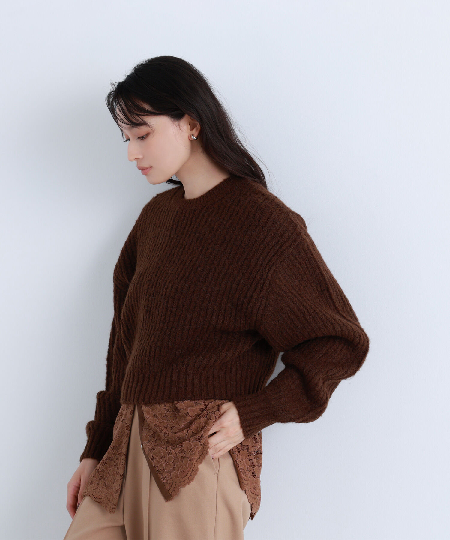  「クロップドアゼフォルムニット」|ニット・セーター|