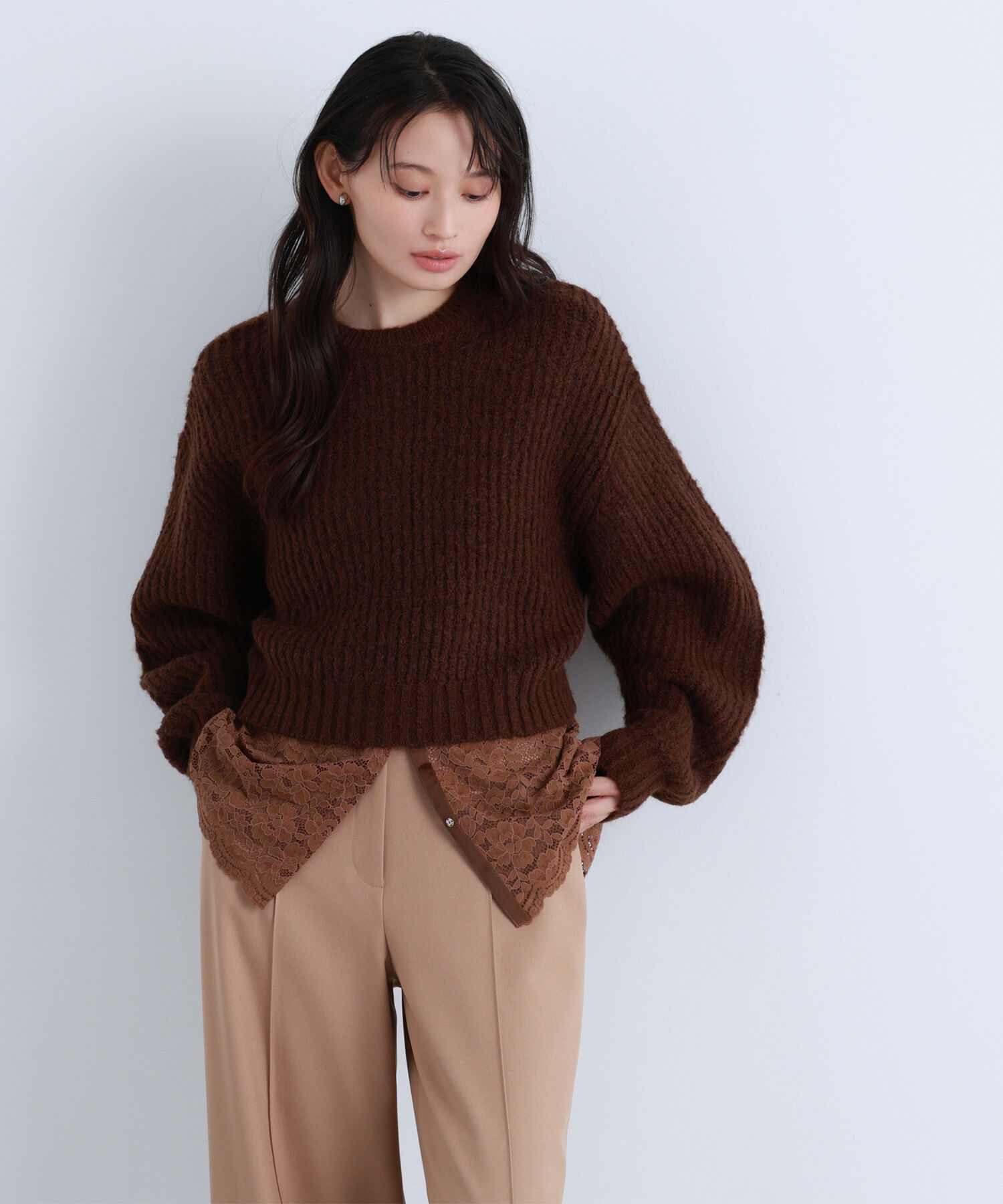  「クロップドアゼフォルムニット」|ニット・セーター|