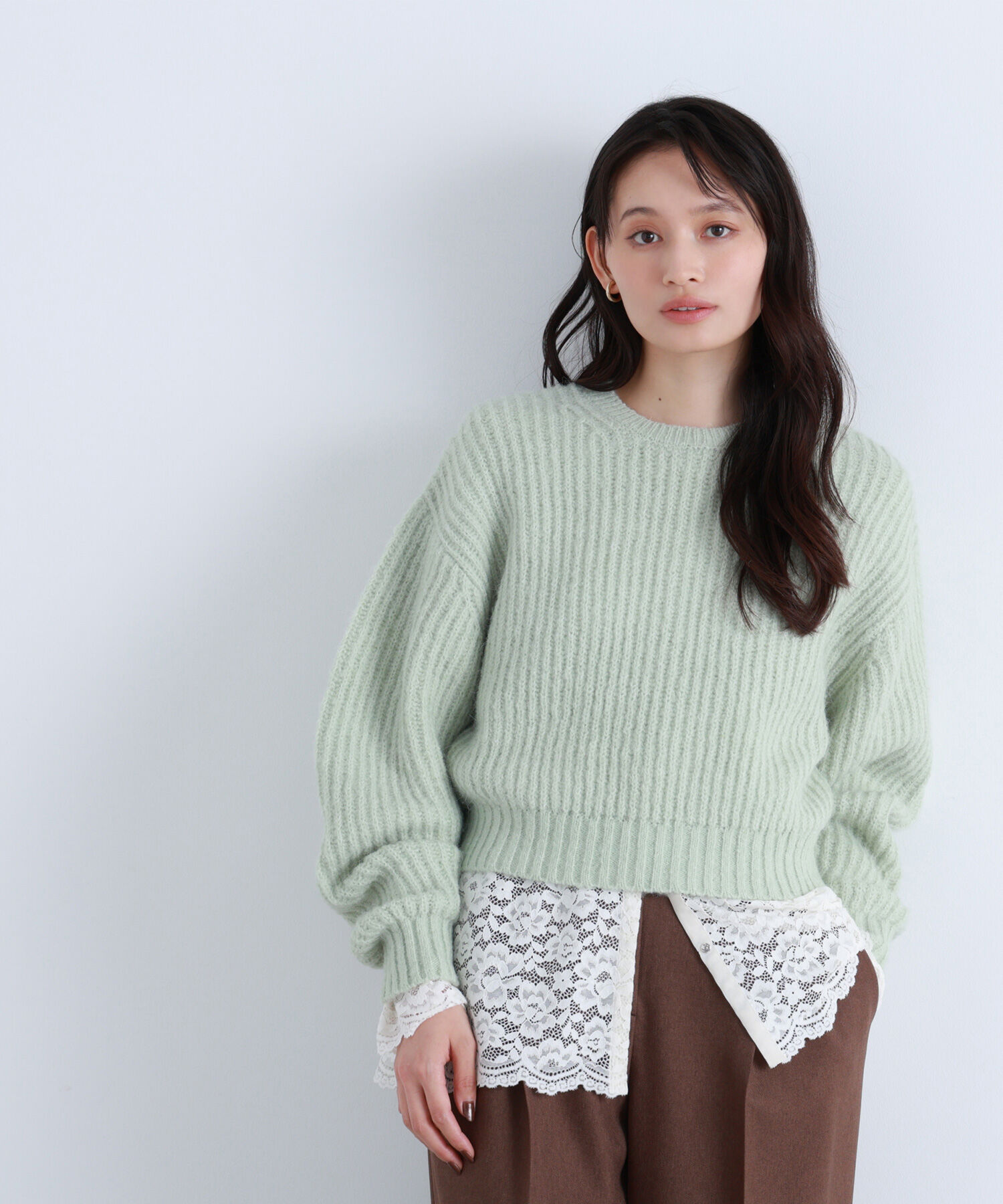  「クロップドアゼフォルムニット」|ニット・セーター|