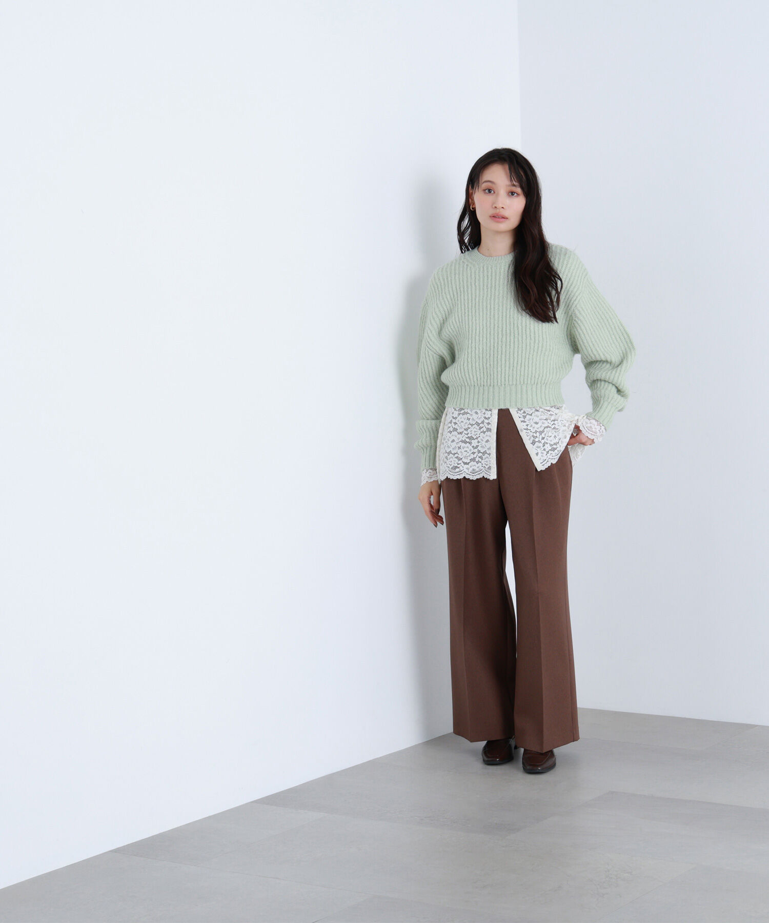  「クロップドアゼフォルムニット」|ニット・セーター|