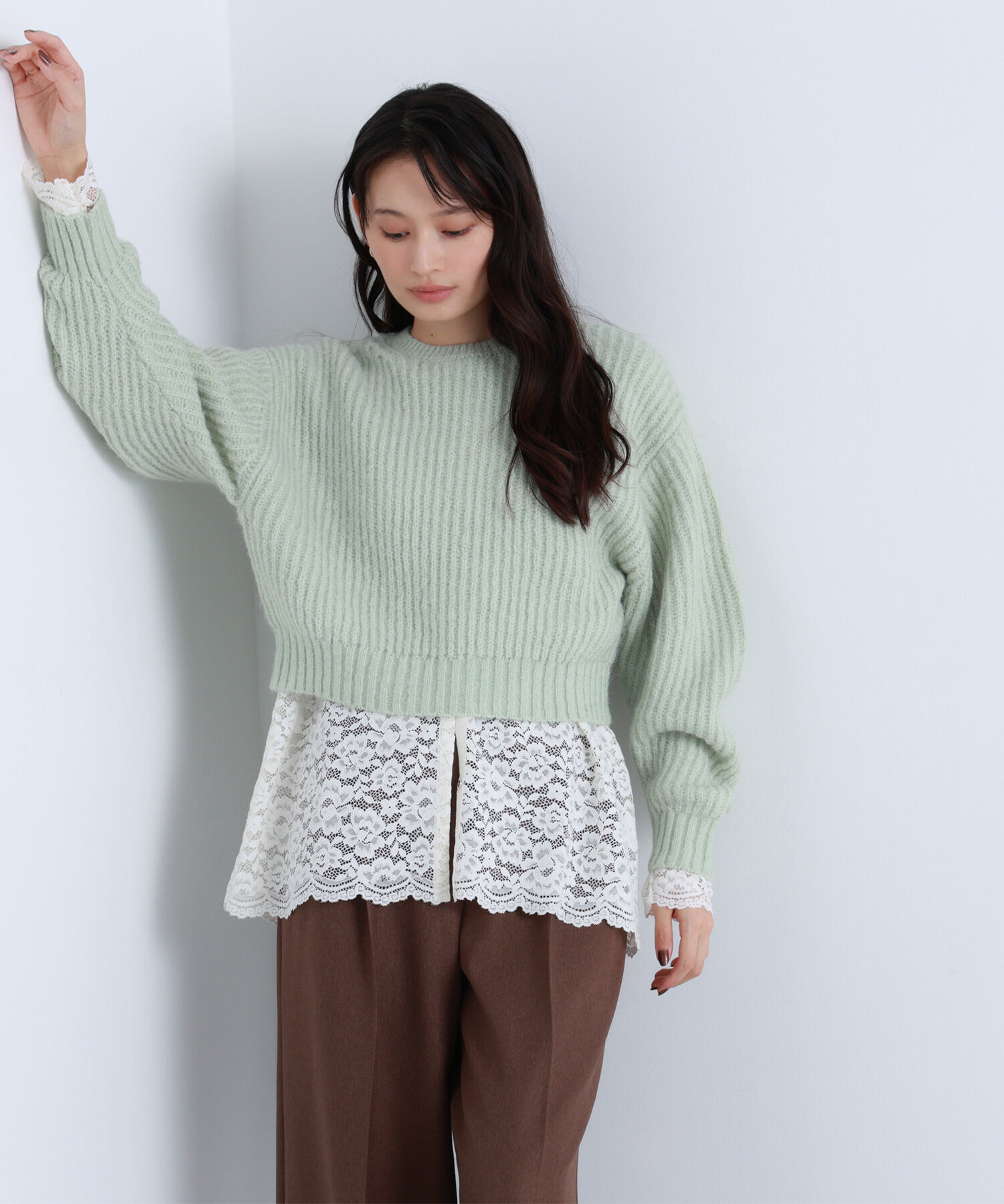  「クロップドアゼフォルムニット」|ニット・セーター|