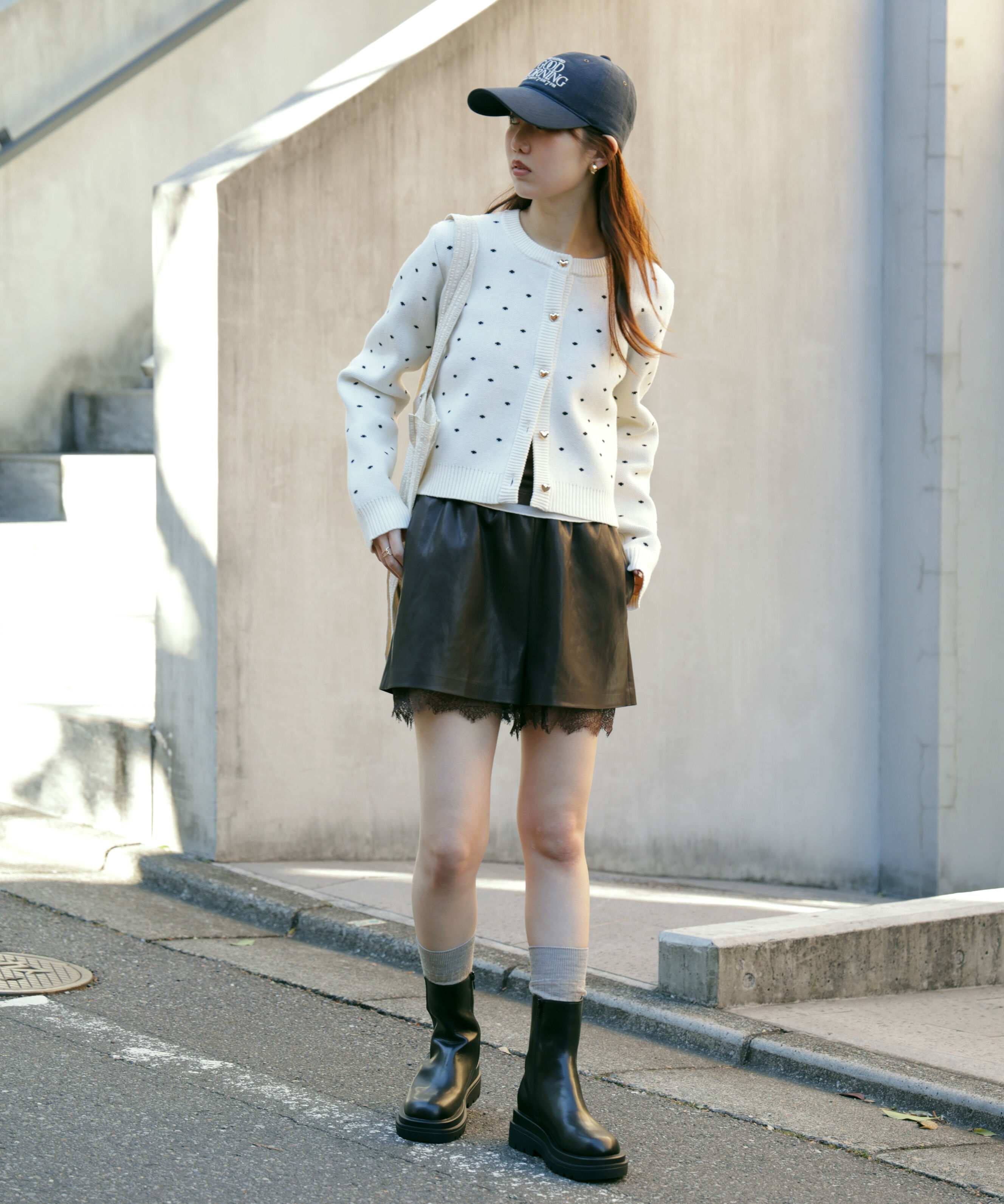  「ハートボタンドット柄カーディガン」|ニット・セーター|