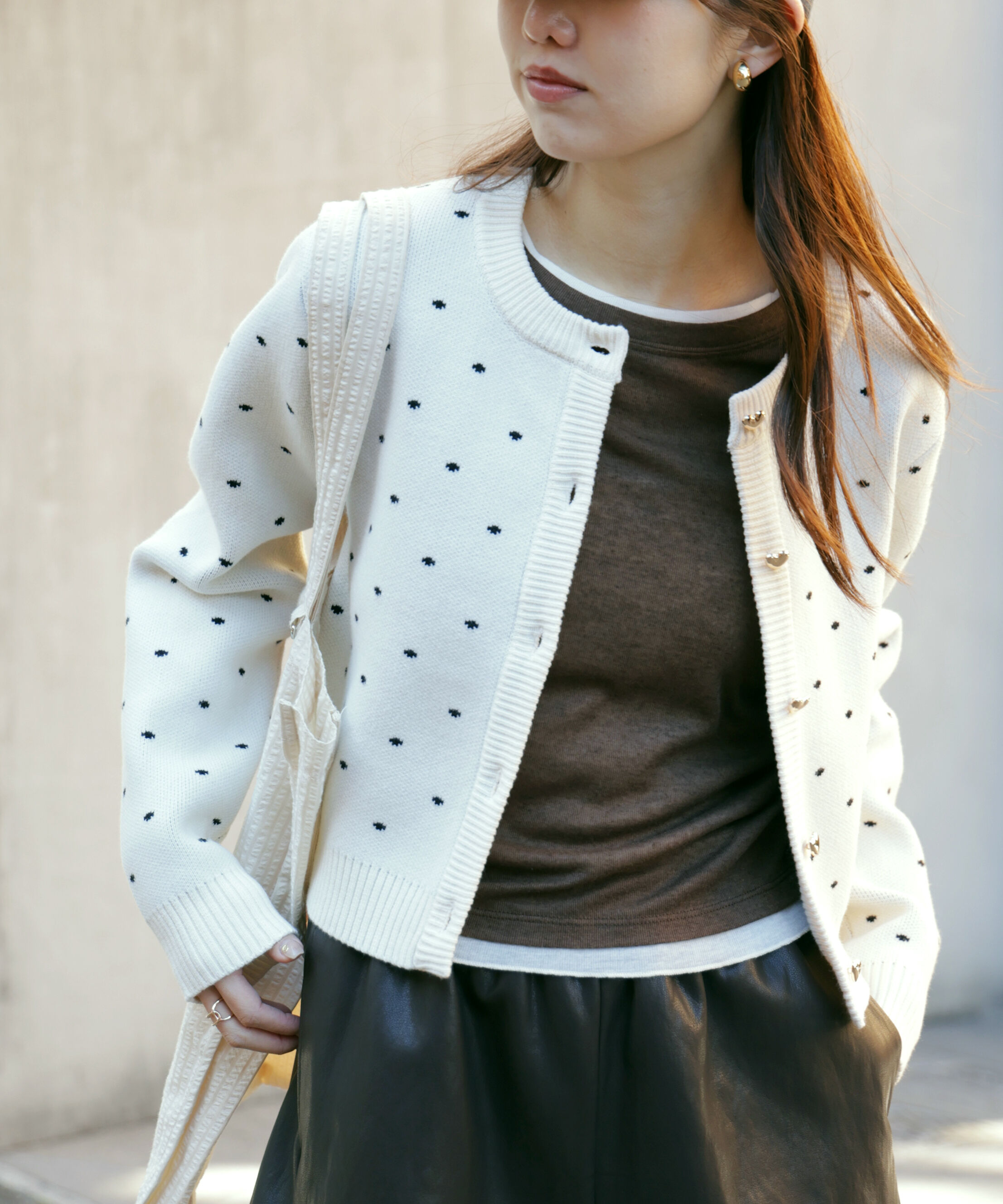  「ハートボタンドット柄カーディガン」|ニット・セーター|