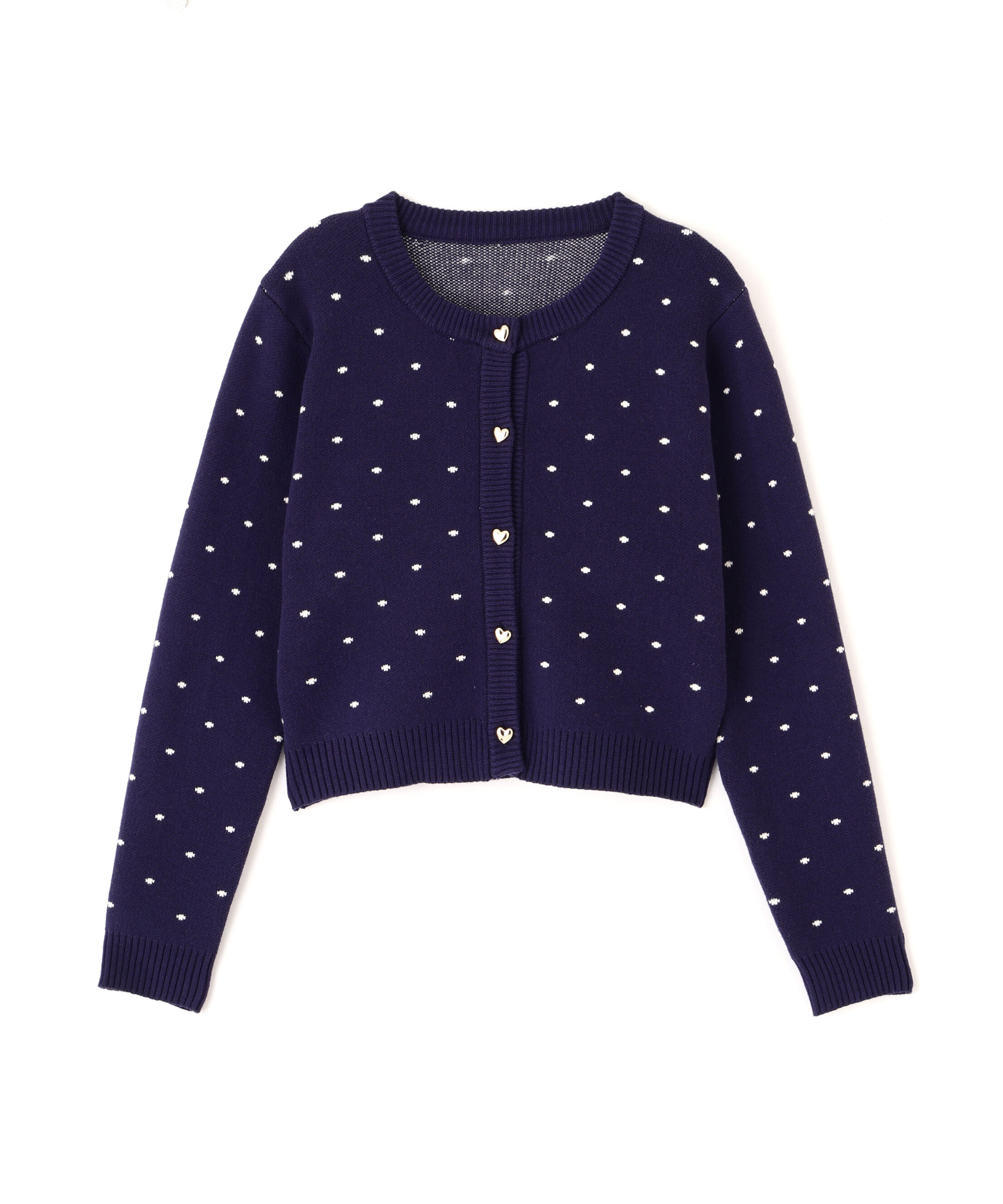  「ハートボタンドット柄カーディガン」|ニット・セーター|