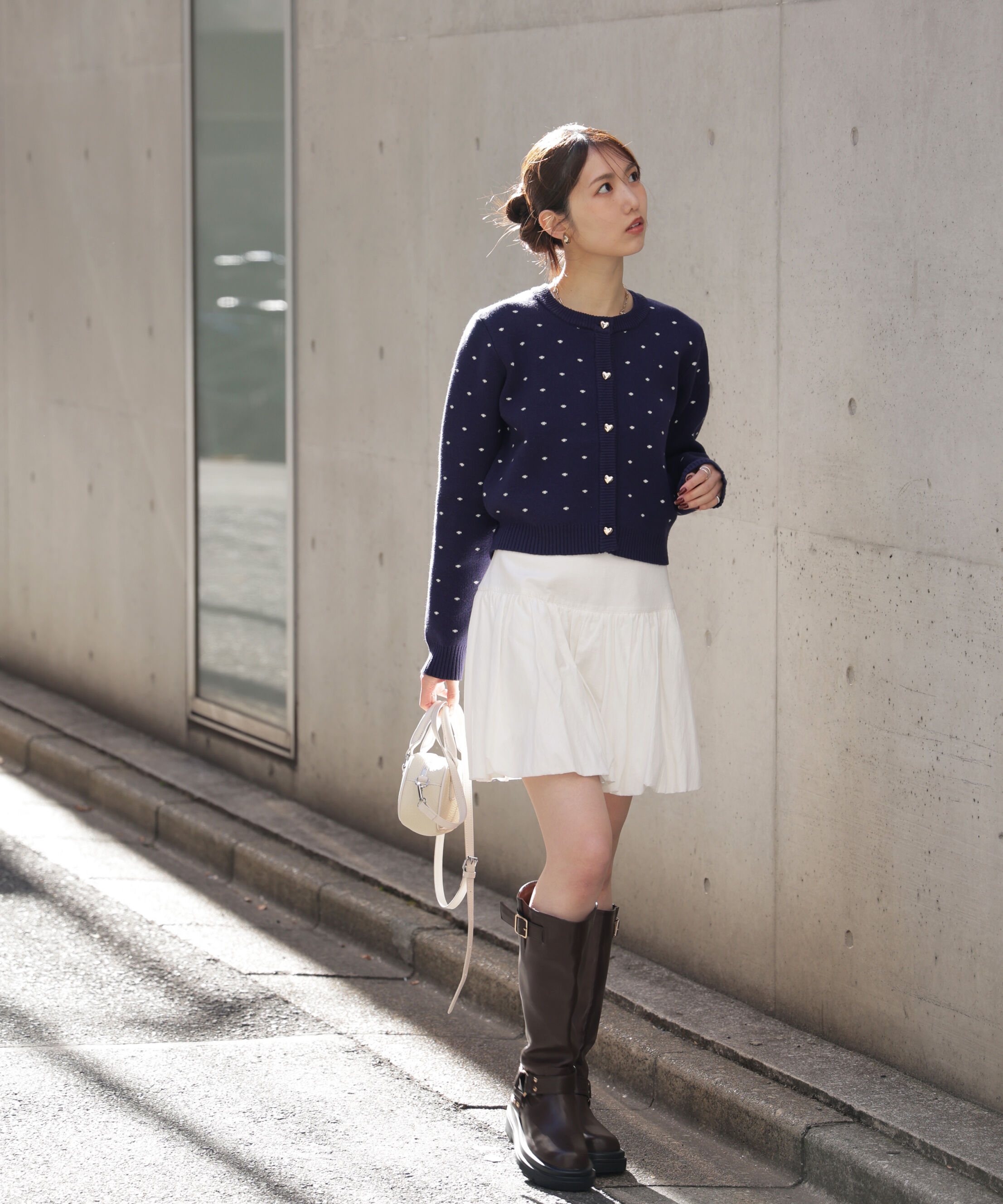  「ハートボタンドット柄カーディガン」|ニット・セーター|