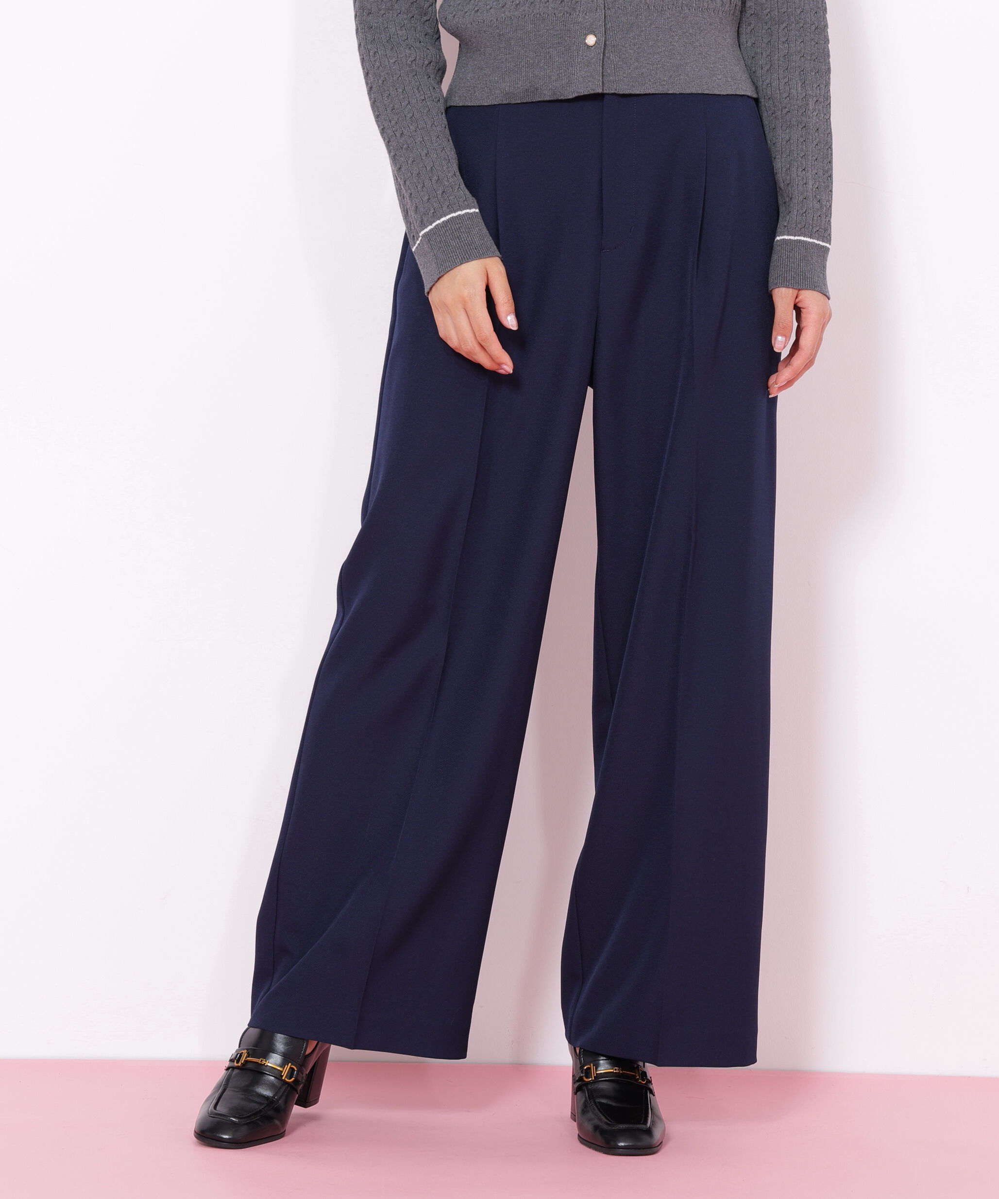  「＜セットアップ対応＞ベーシックツイルビットベルトパンツ」|その他|ネイビー