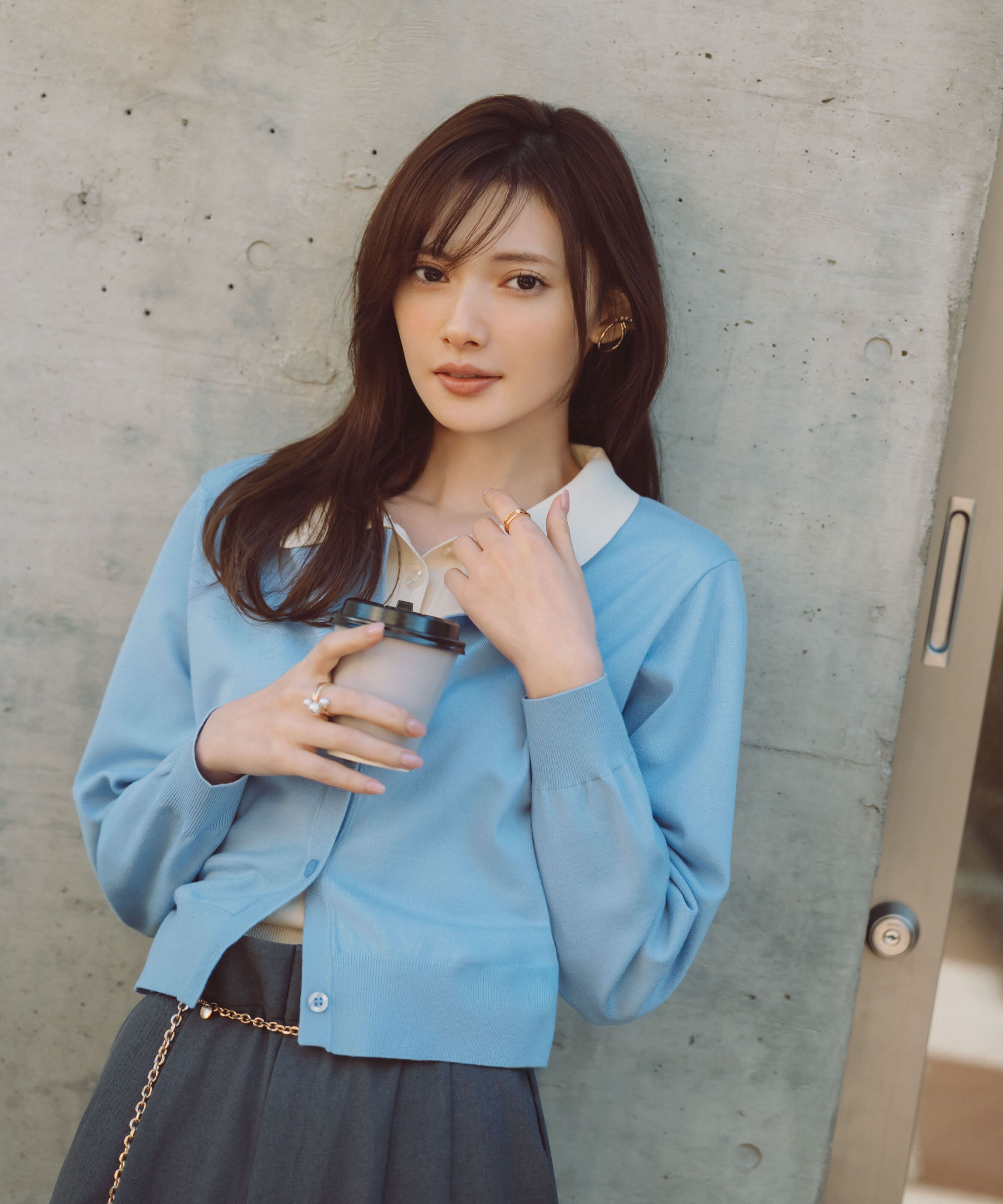 PROPORTION BODY DRESSING「〈a/mie〉レイヤード風カーディガン　26SS」|ニット・セーター|ブルー&times;エクリ