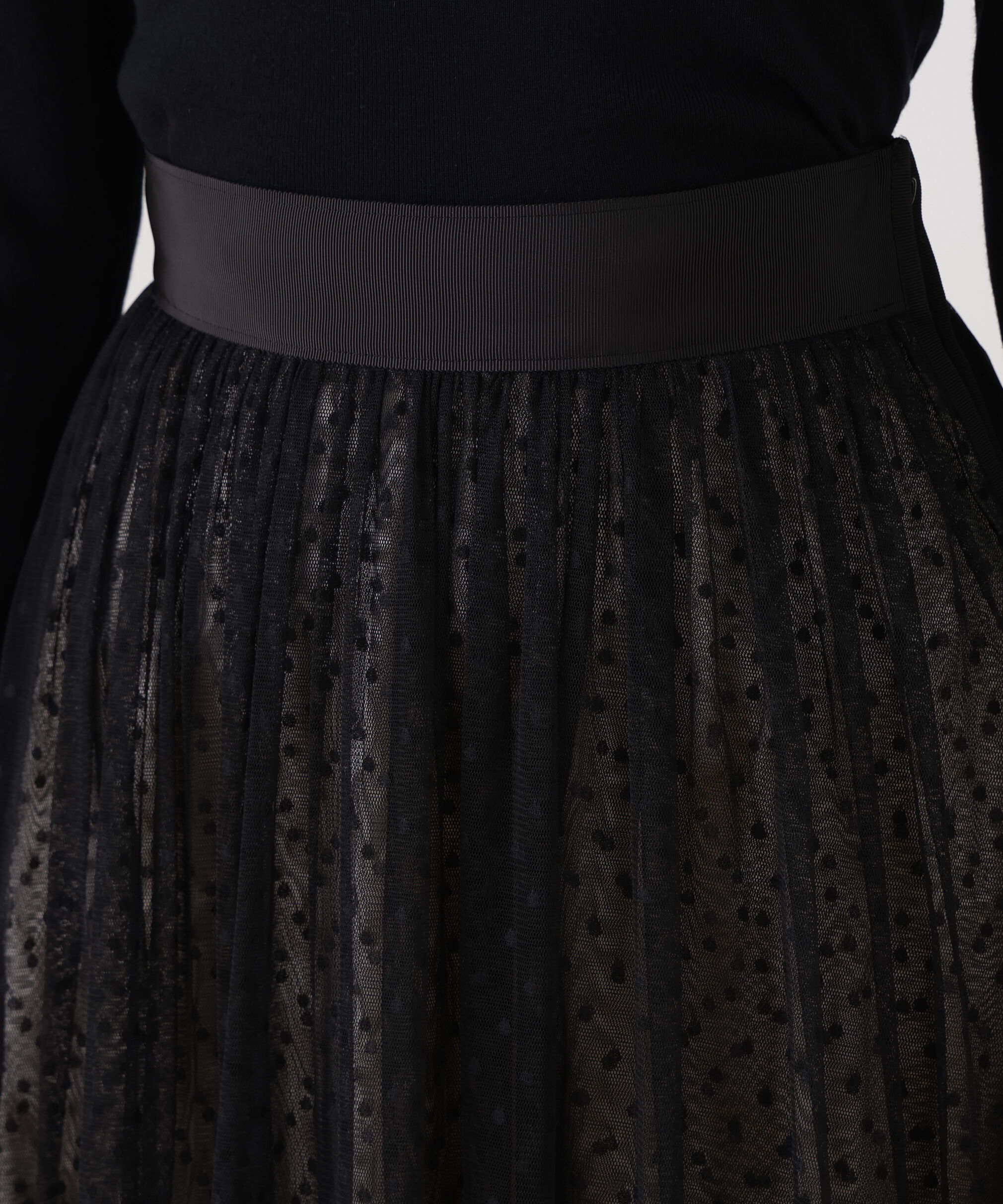  「◆ドットチュールギャザーティアードスカート」|スカート|