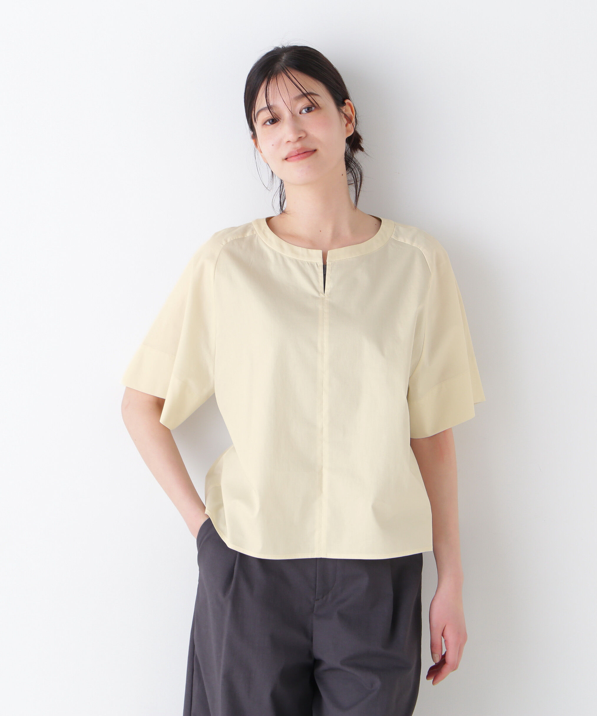  「◆ボックスシルエットキーネックブラウス」|シャツ・ブラウス|