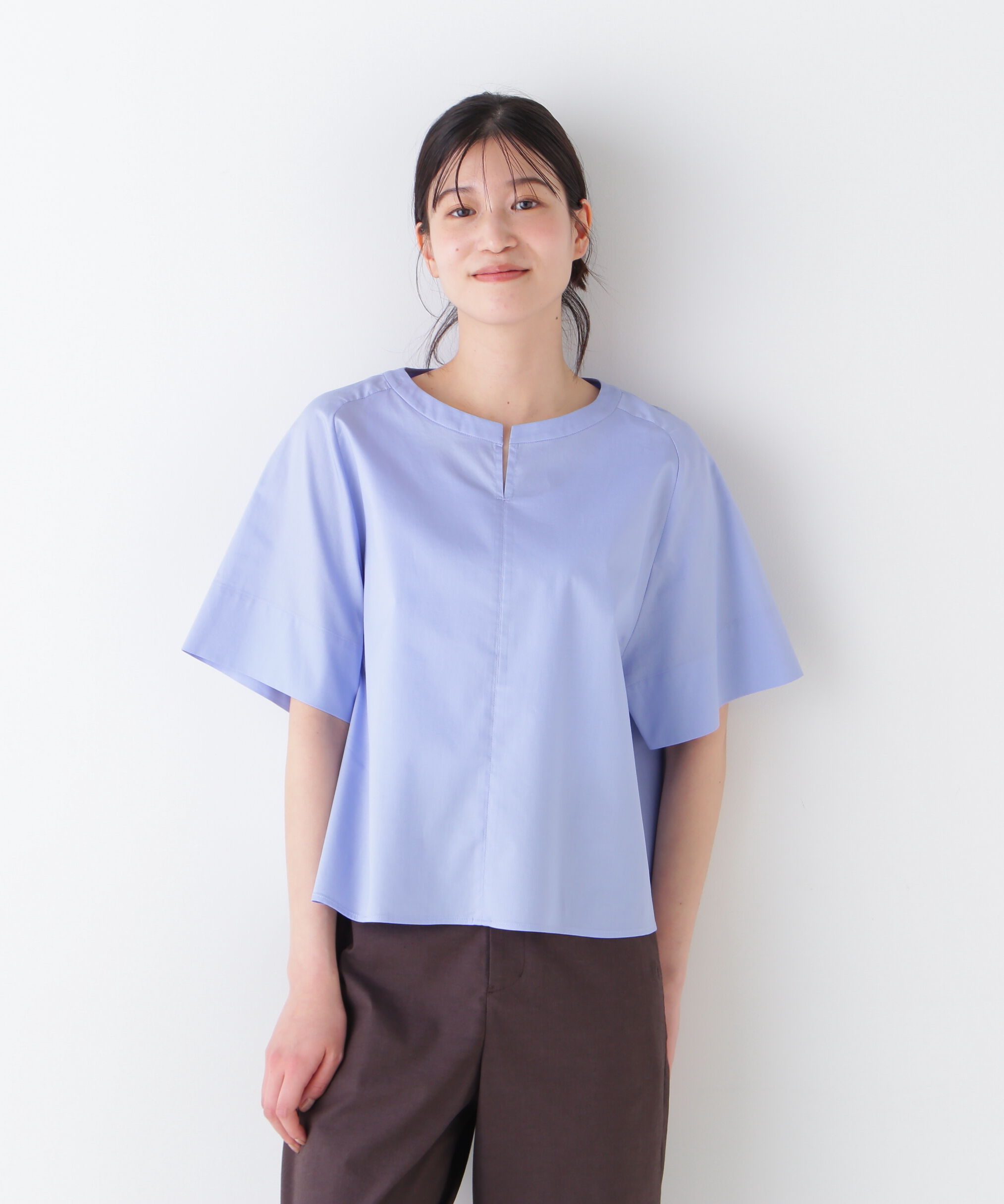  「◆ボックスシルエットキーネックブラウス」|シャツ・ブラウス|