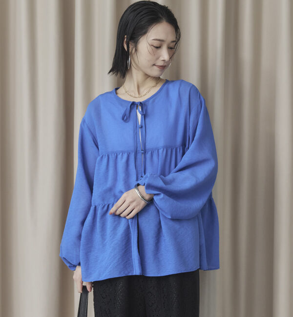 Doux archives「ティアードギャザーチュニック」|シャツ・ブラウス|BLUE