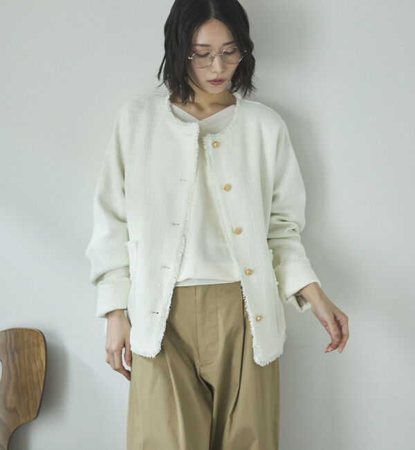 Doux archives「ドルマンツイードノーカラージャケット」|ノーカラージャケット|