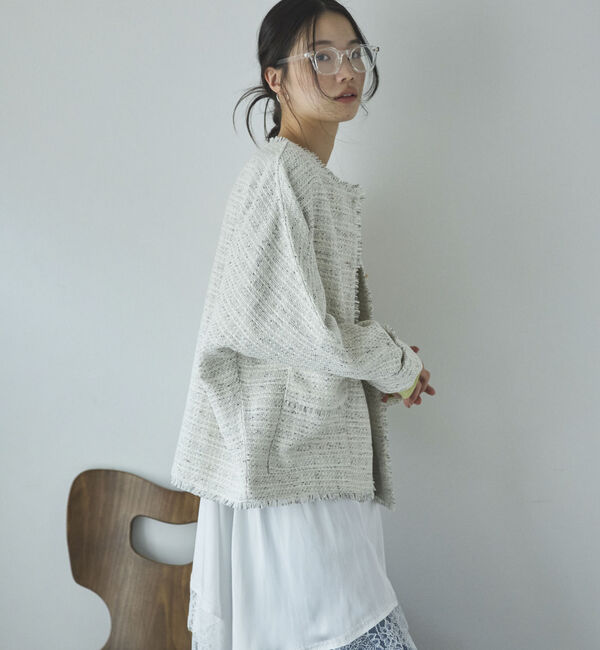 Doux archives「ドルマンツイードノーカラージャケット」|ノーカラージャケット|