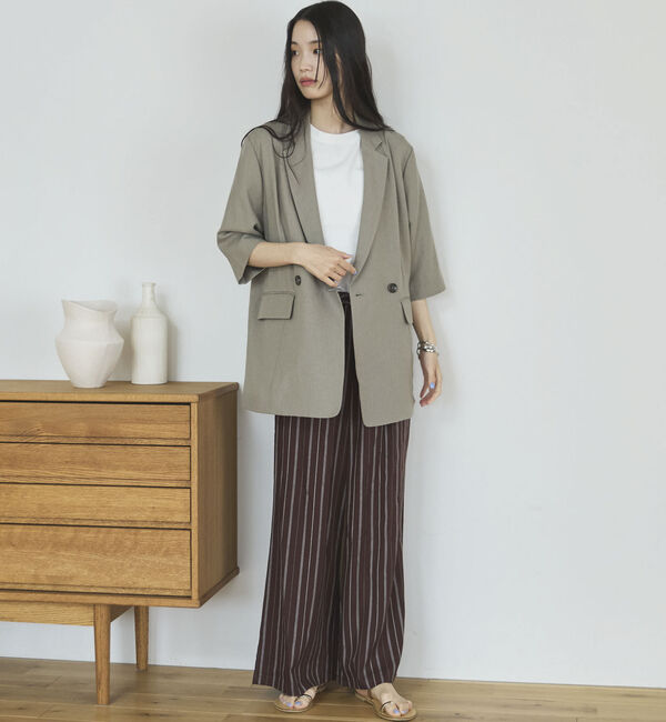 Doux archives「リネン混半袖テーラードジャケット」|テーラードジャケット|