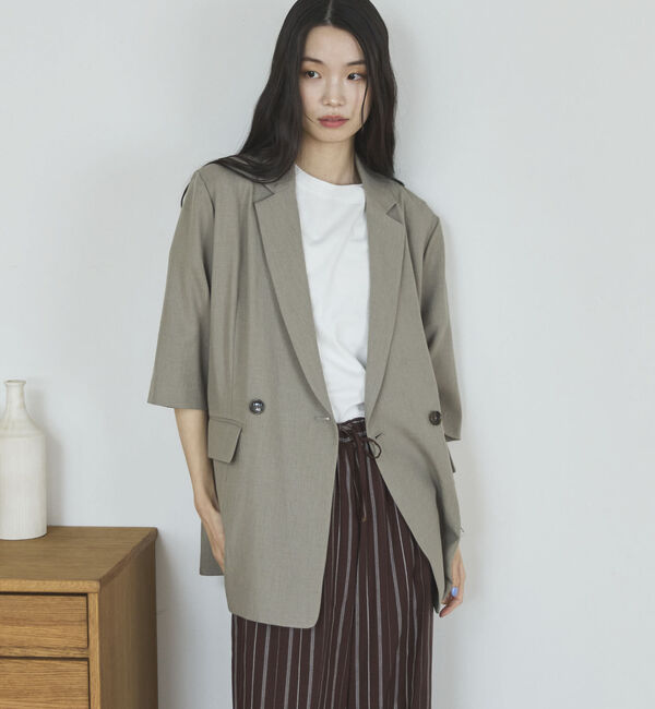 Doux archives「リネン混半袖テーラードジャケット」|テーラードジャケット|