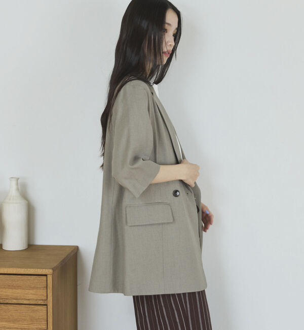 Doux archives「リネン混半袖テーラードジャケット」|テーラードジャケット|
