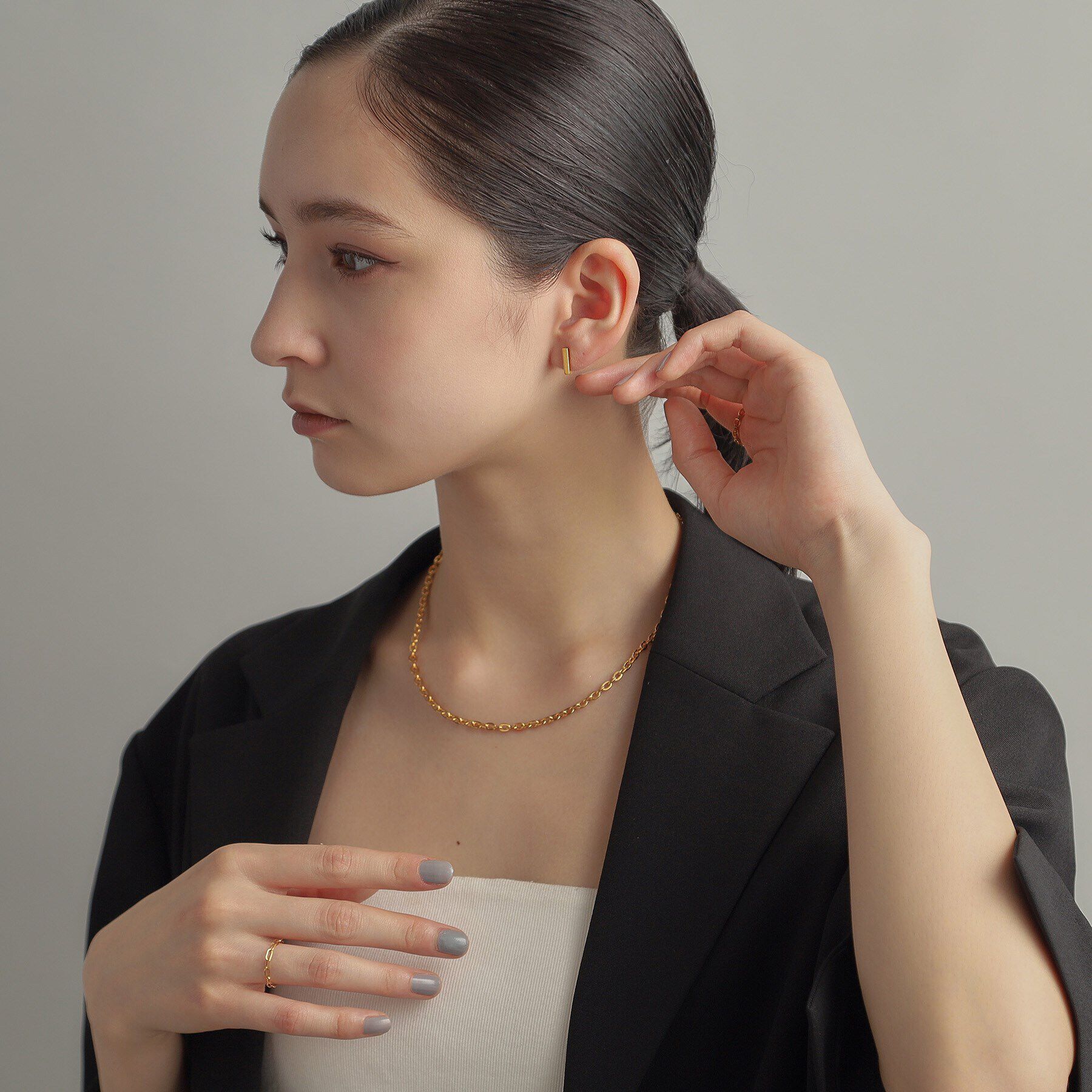 COCOSHNIK ONKITSCH「シルバー レクタングル スタッドピアス GP」|ピアス|