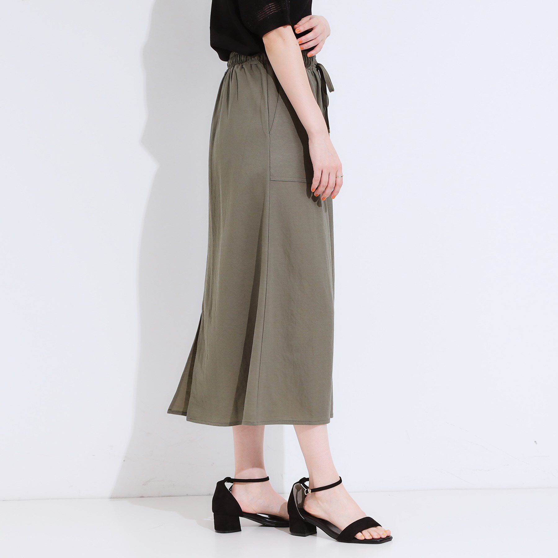 SHOO･LA･RUE「【セットアップ可/ひんやり】大人カジュアルに ベイカー風デザインスカート」|スカート|