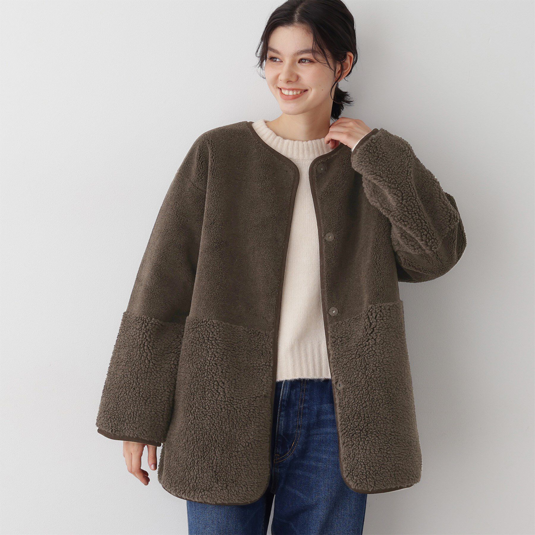 Dessin「【2WAY】フェイクムートンコート」|ノーカラーコート|