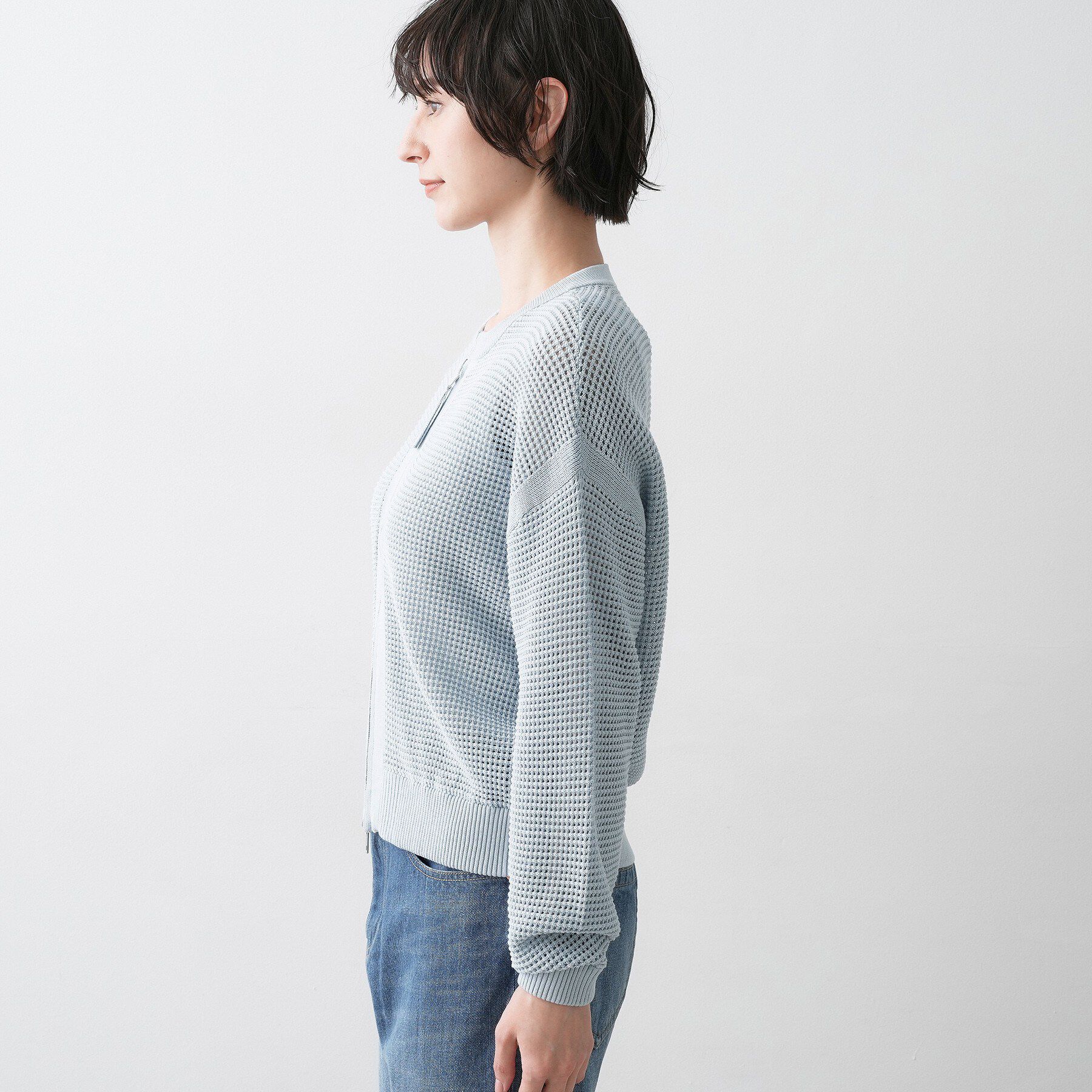 Dessin「【洗える】コットンメッシュニットカーディガン」|カーディガン|
