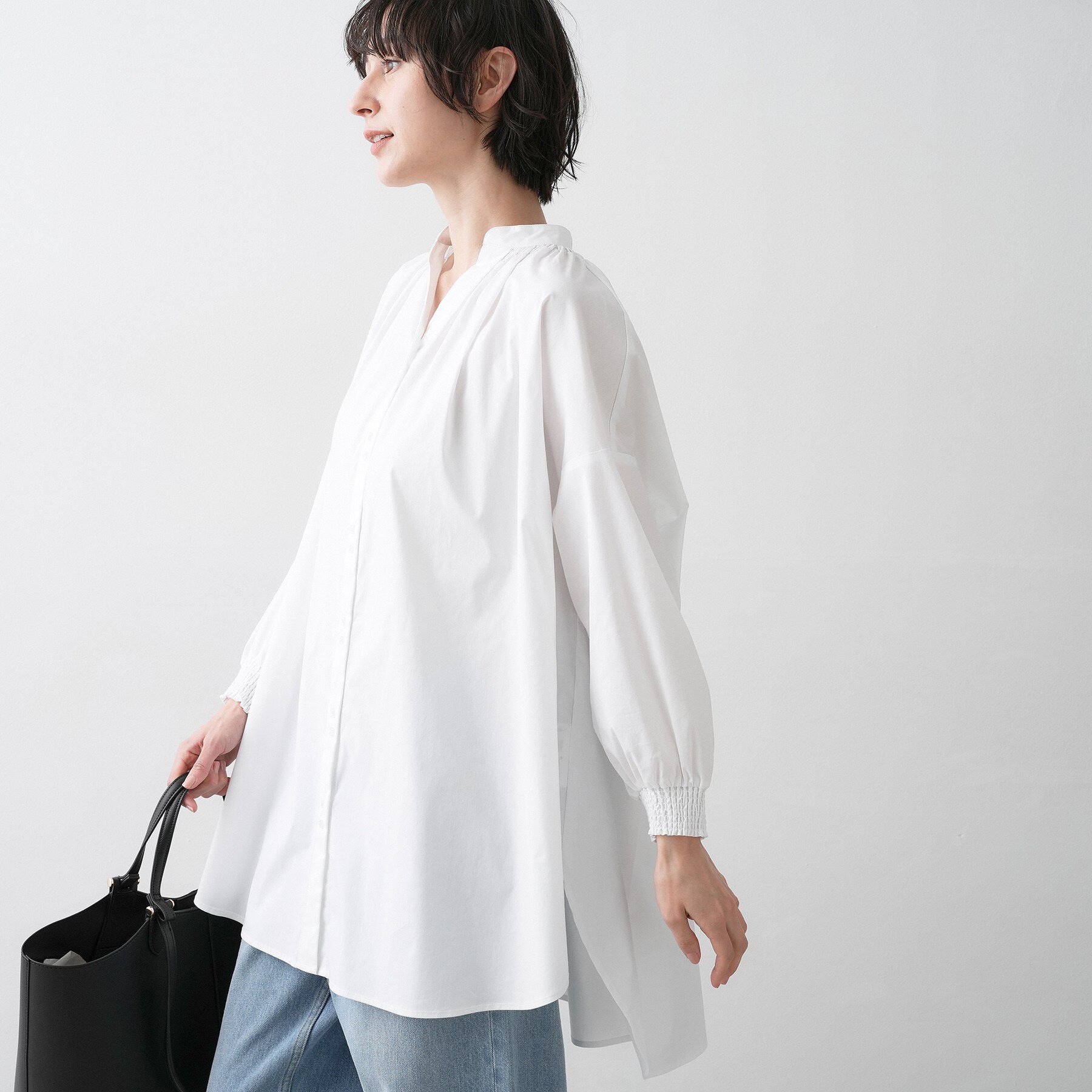 Dessin「【洗える】シャーリングネックチュニックシャツ」|チュニック|