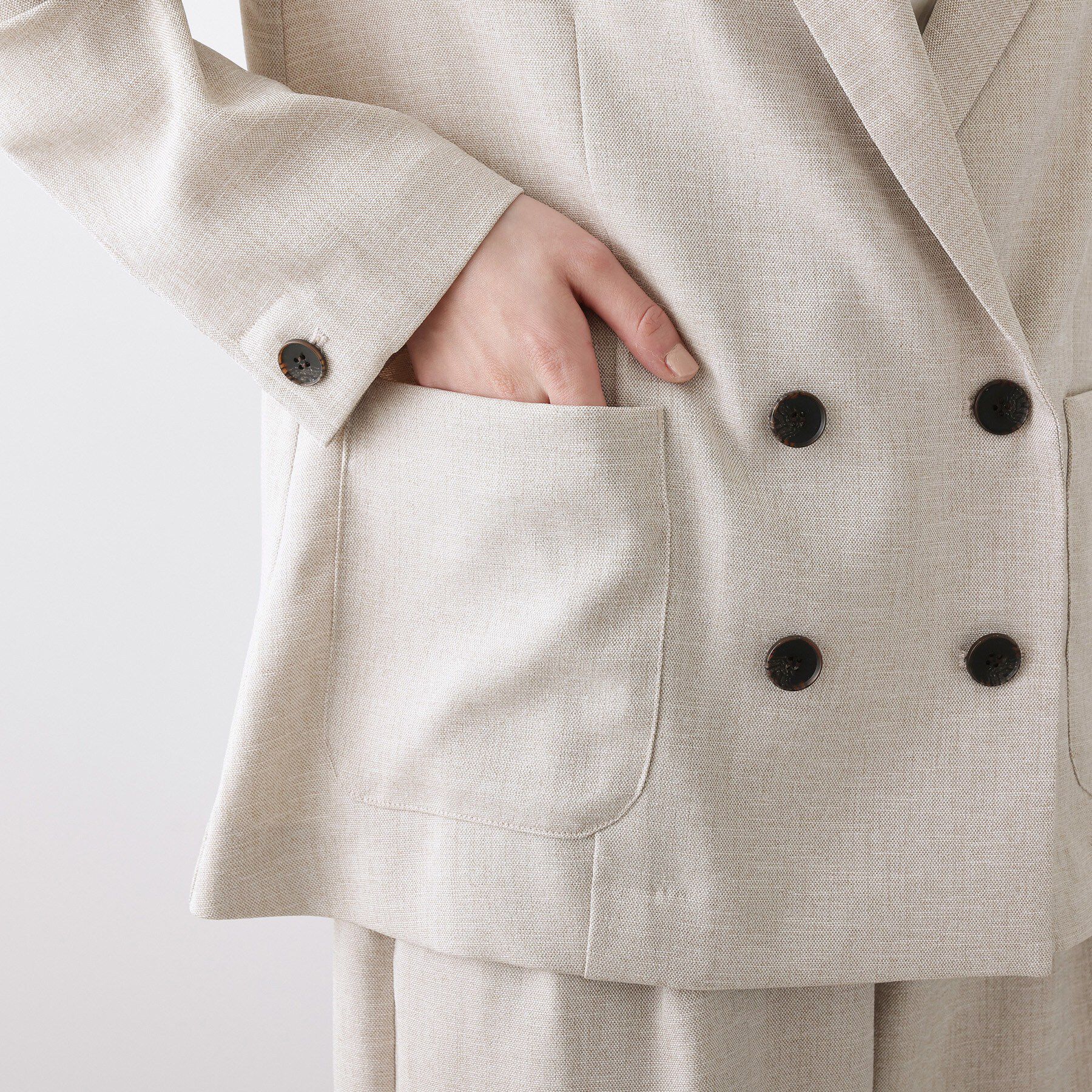 Dessin「【セットアップ可/洗える】リネンライクダブルジャケット」|テーラードジャケット|