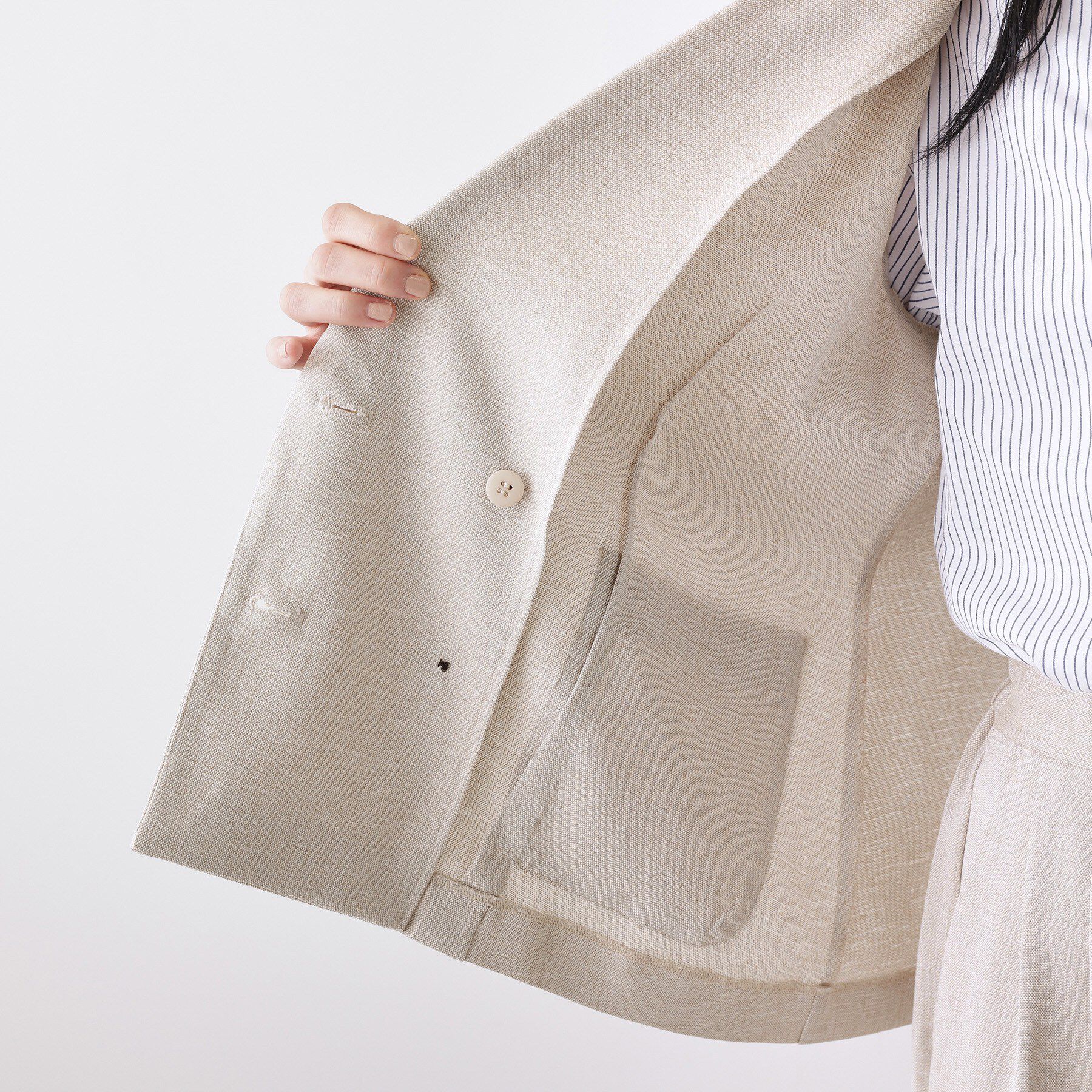 Dessin「【セットアップ可/洗える】リネンライクダブルジャケット」|テーラードジャケット|