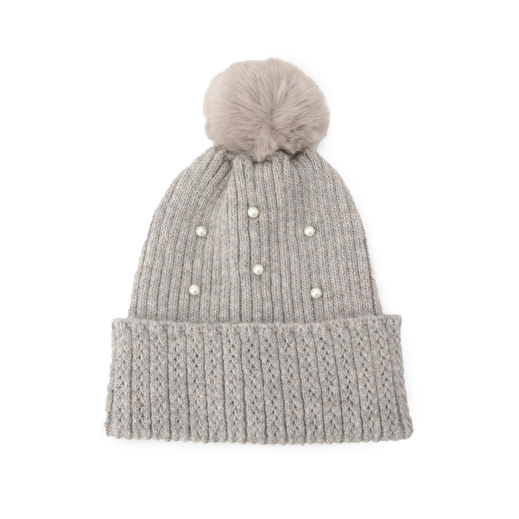 ITS&rsquo;DEMO「フェイクパール付きニット帽」|ニット帽|