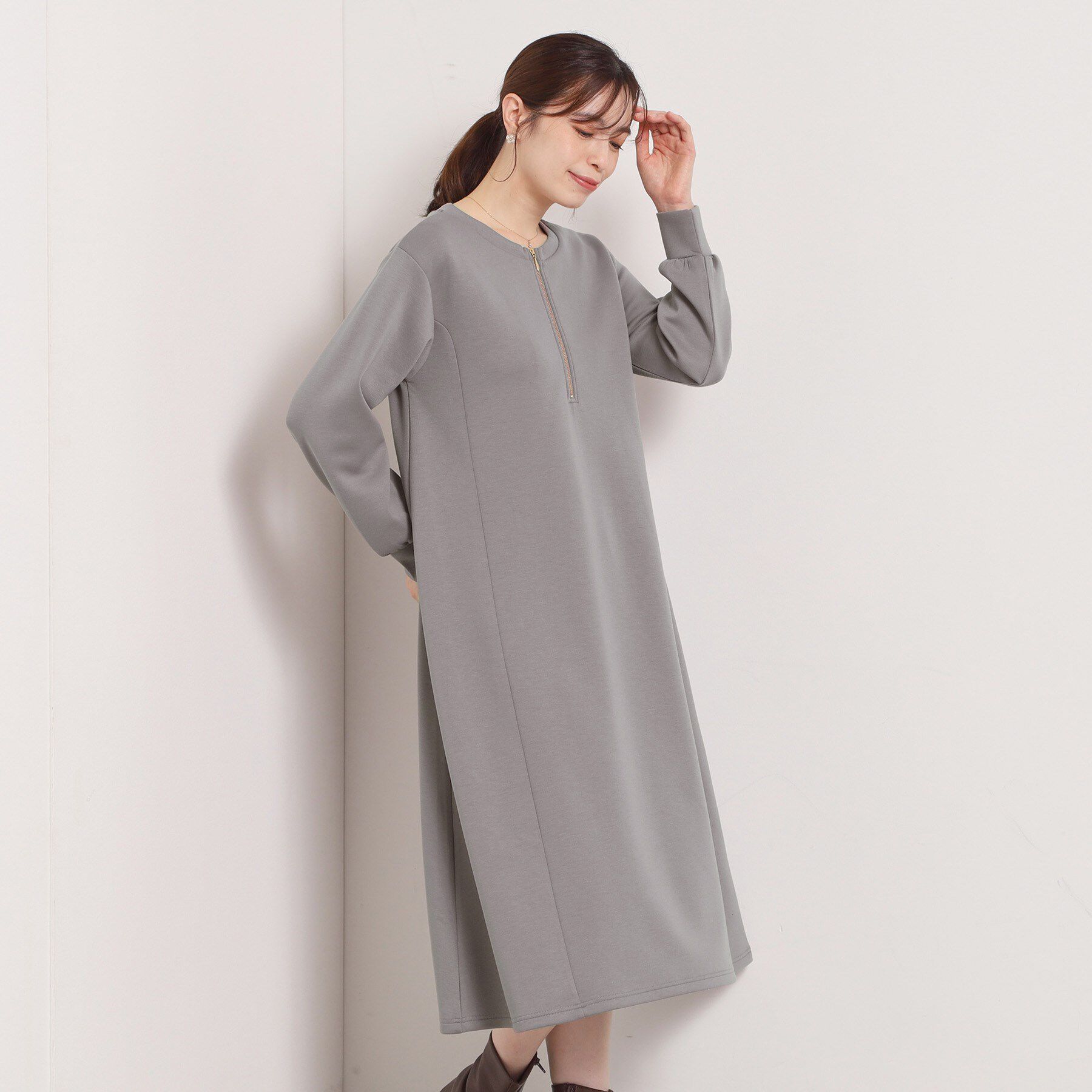 ITS&rsquo;DEMO「【洗濯機OK】フロントジップワンピース」|ワンピース|トープ(054)
