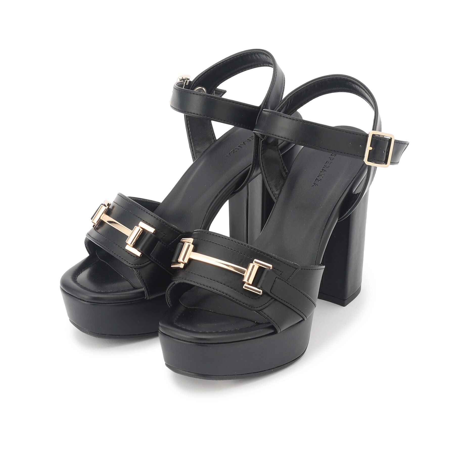 ESPERANZA「アッパービット厚底ヒールサンダル」|サンダル|ﾌﾞﾗｯｸ(019)