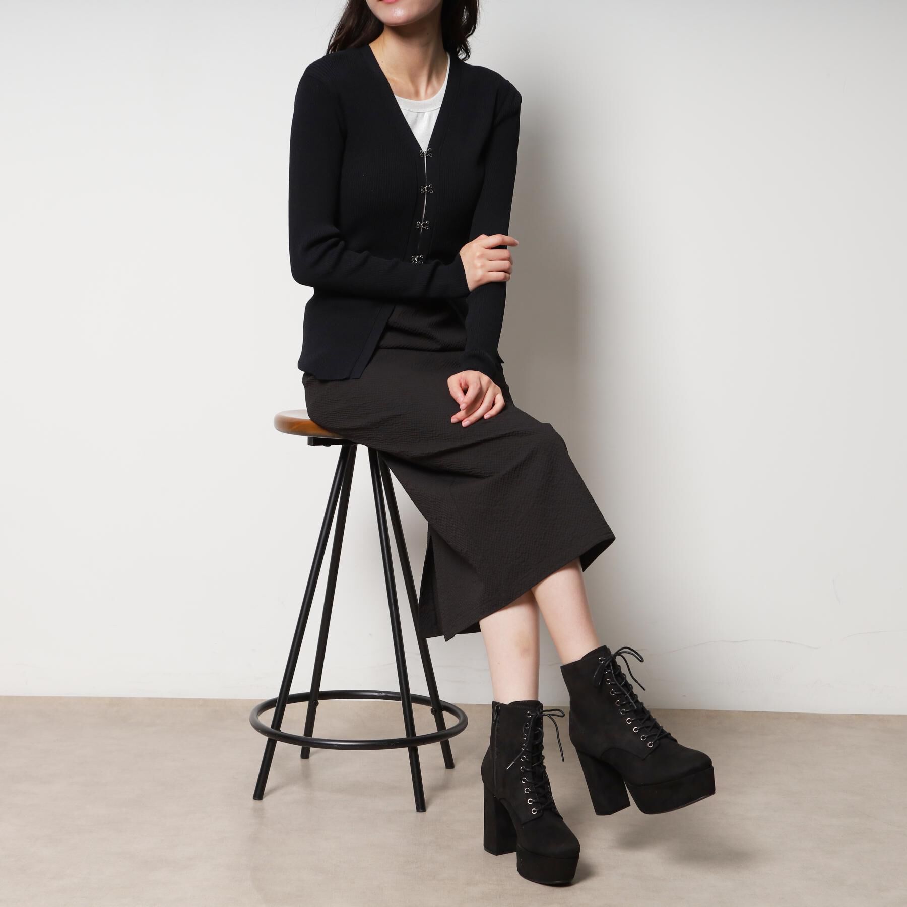 ESPERANZA「【ラク盛り／ショートブーツ】リピーター続出／脚長美脚　厚底レースアップブーツ」|ショートブーツ|