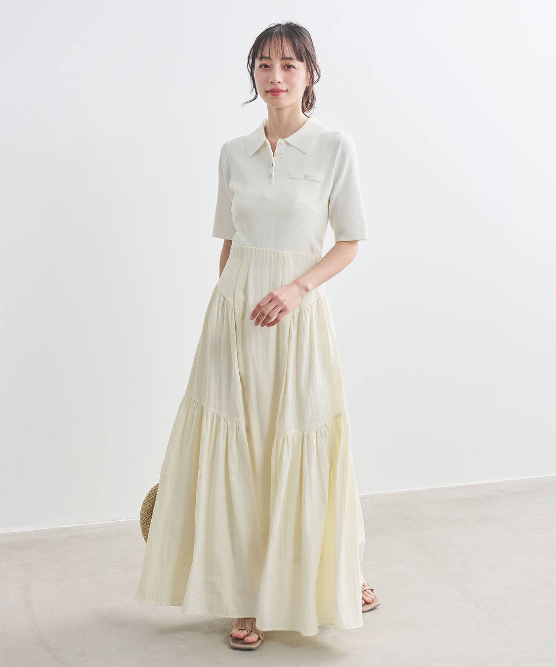 COCO DEAL「ポロニットドッキングワンピース」|ワンピース|アイボリー