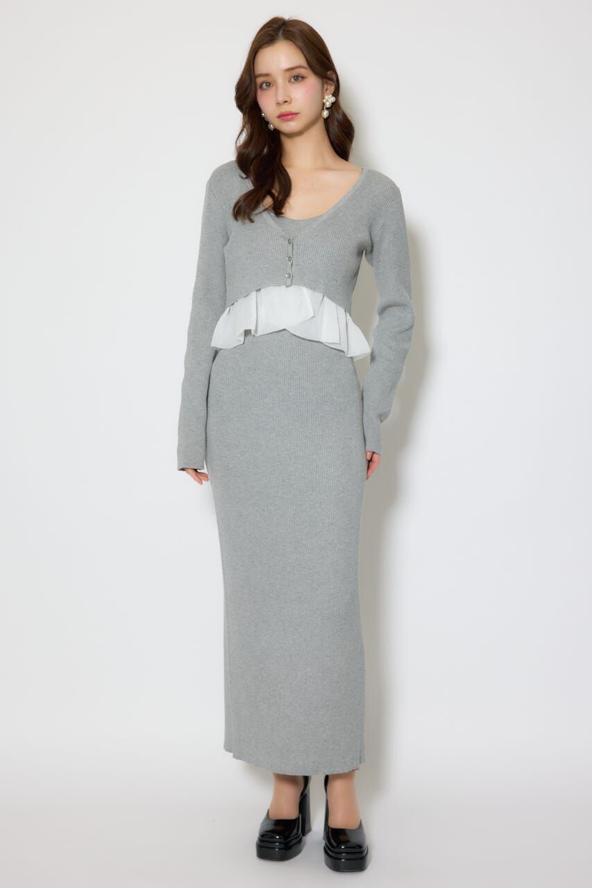 rienda「ペプラムカーデセットキャミワンピース」|ワンピース|GRY