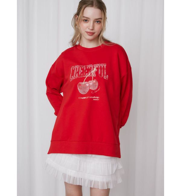 CALNAMUR「CRASH CHERRY PRINT BIG SWEAT/クラッシュチェリープリントビッグスウェット」|Tシャツ・カットソー|