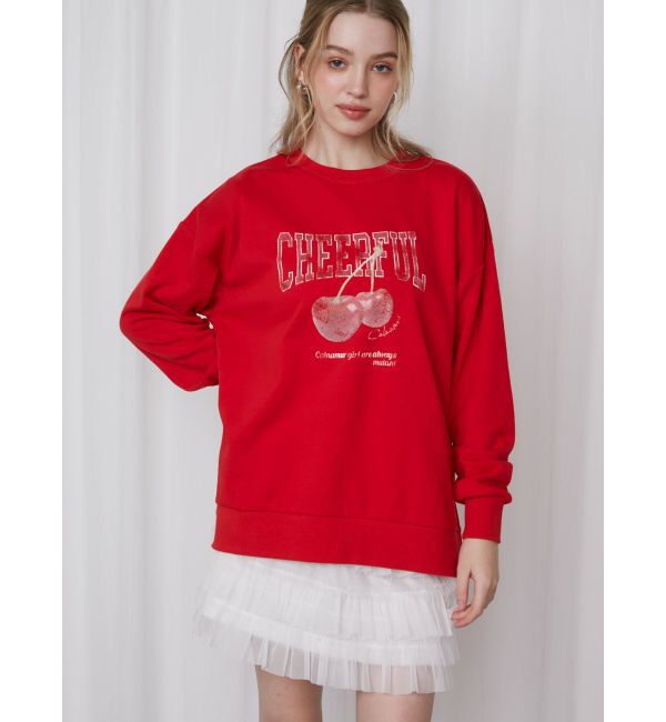 CALNAMUR「CRASH CHERRY PRINT BIG SWEAT/クラッシュチェリープリントビッグスウェット」|Tシャツ・カットソー|