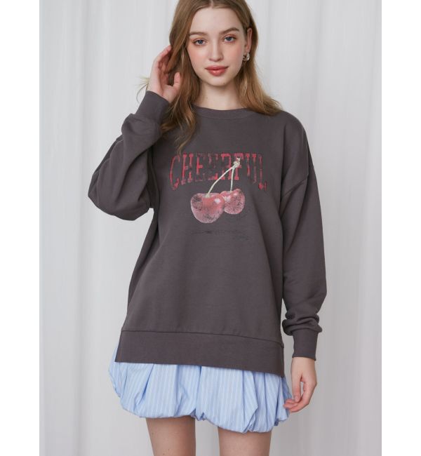 CALNAMUR「CRASH CHERRY PRINT BIG SWEAT/クラッシュチェリープリントビッグスウェット」|Tシャツ・カットソー|