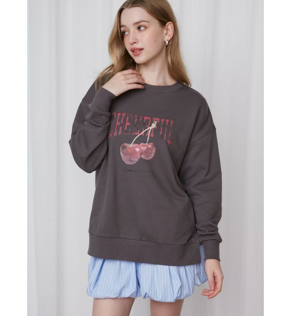 CALNAMUR「CRASH CHERRY PRINT BIG SWEAT/クラッシュチェリープリントビッグスウェット」|Tシャツ・カットソー|