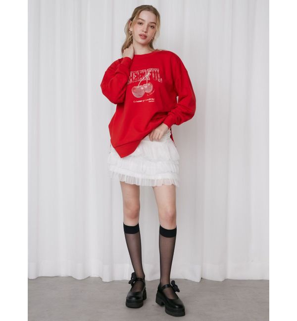 CALNAMUR「CRASH CHERRY PRINT BIG SWEAT/クラッシュチェリープリントビッグスウェット」|Tシャツ・カットソー|
