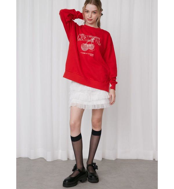 CALNAMUR「CRASH CHERRY PRINT BIG SWEAT/クラッシュチェリープリントビッグスウェット」|Tシャツ・カットソー|