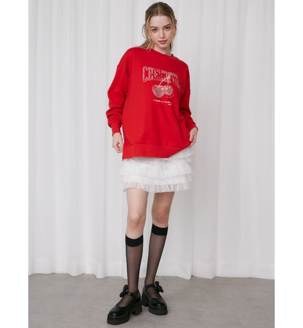 CALNAMUR「CRASH CHERRY PRINT BIG SWEAT/クラッシュチェリープリントビッグスウェット」|Tシャツ・カットソー|