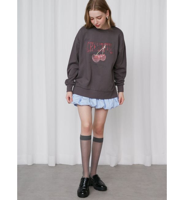 CALNAMUR「CRASH CHERRY PRINT BIG SWEAT/クラッシュチェリープリントビッグスウェット」|Tシャツ・カットソー|
