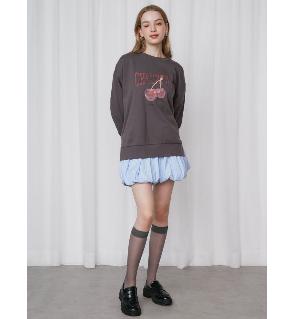 CALNAMUR「CRASH CHERRY PRINT BIG SWEAT/クラッシュチェリープリントビッグスウェット」|Tシャツ・カットソー|
