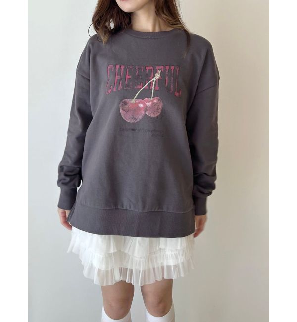 CALNAMUR「CRASH CHERRY PRINT BIG SWEAT/クラッシュチェリープリントビッグスウェット」|Tシャツ・カットソー|