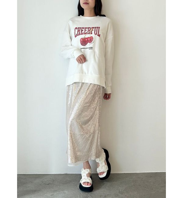 CALNAMUR「CRASH CHERRY PRINT BIG SWEAT/クラッシュチェリープリントビッグスウェット」|Tシャツ・カットソー|