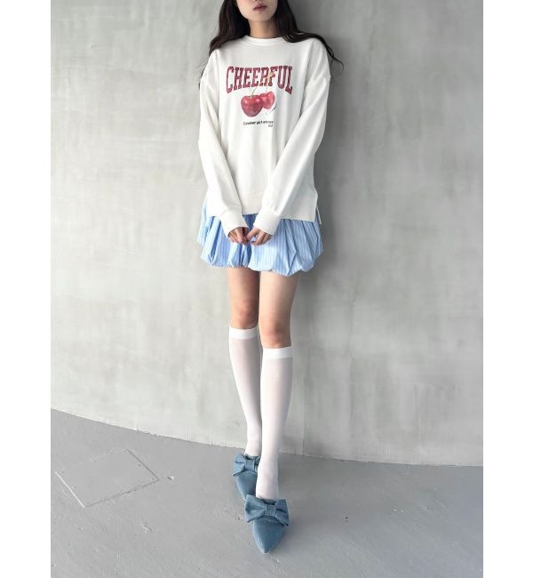 CALNAMUR「CRASH CHERRY PRINT BIG SWEAT/クラッシュチェリープリントビッグスウェット」|Tシャツ・カットソー|