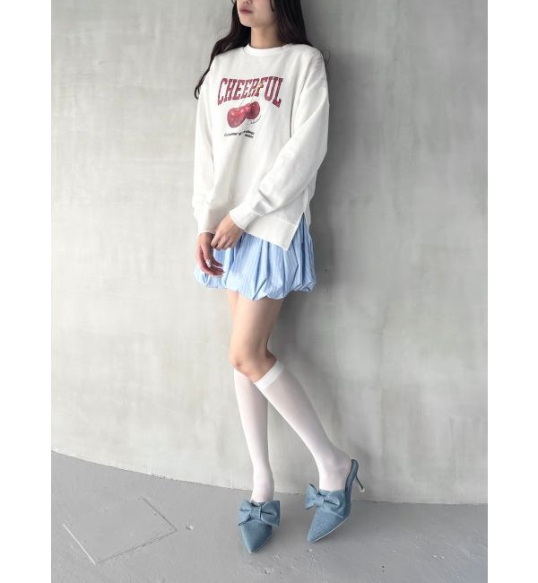 CALNAMUR「CRASH CHERRY PRINT BIG SWEAT/クラッシュチェリープリントビッグスウェット」|Tシャツ・カットソー|