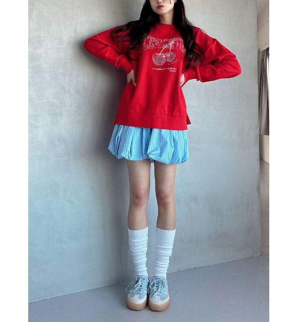 CALNAMUR「CRASH CHERRY PRINT BIG SWEAT/クラッシュチェリープリントビッグスウェット」|Tシャツ・カットソー|