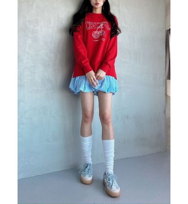 CALNAMUR「CRASH CHERRY PRINT BIG SWEAT/クラッシュチェリープリントビッグスウェット」|Tシャツ・カットソー|