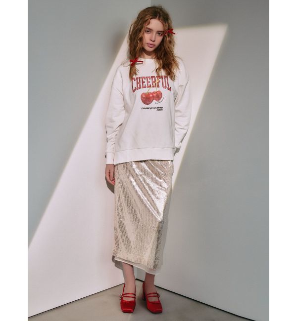 CALNAMUR「CRASH CHERRY PRINT BIG SWEAT/クラッシュチェリープリントビッグスウェット」|Tシャツ・カットソー|