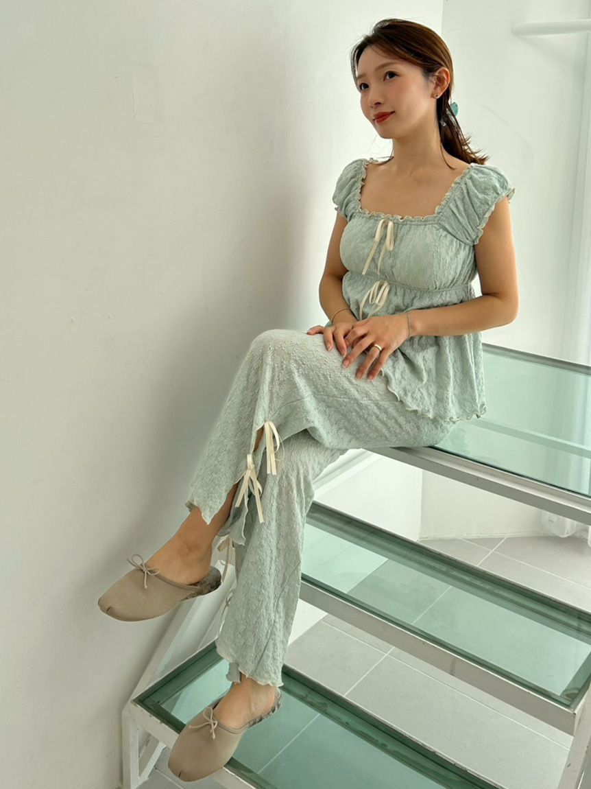 SNIDEL HOME「カットレースロングパンツ」|ルームウェア|